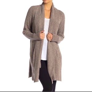 Barefoot Dreams CozyChic Lite Cardigan Beige Taupe Open Front Duster Sweater